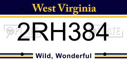 2RH384 West Virginia License Plate