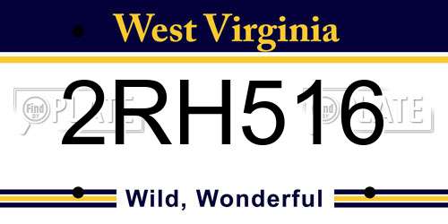 2RH516 West Virginia License Plate