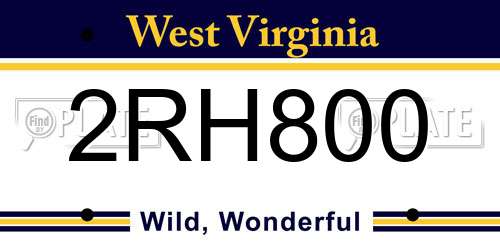 2RH800 West Virginia License Plate