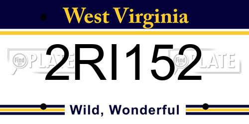 2RI152 West Virginia License Plate