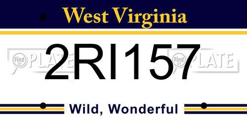 2RI157 West Virginia License Plate