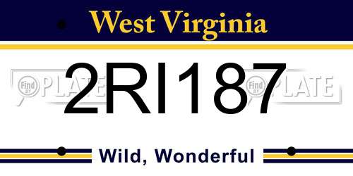 2RI187 West Virginia License Plate