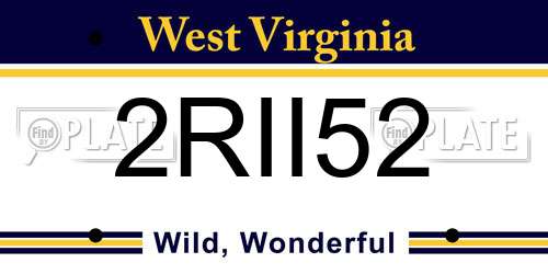 2RII52 West Virginia License Plate