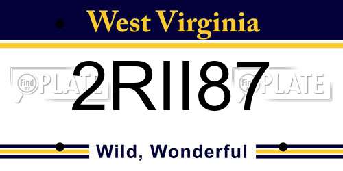 2RII87 West Virginia License Plate