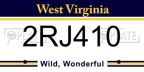 2RJ410 West Virginia License Plate