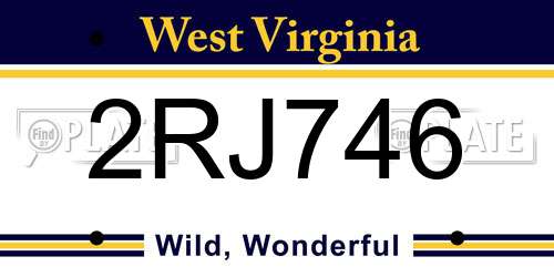2RJ746 West Virginia License Plate
