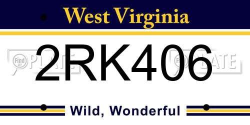 2RK406 West Virginia License Plate