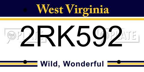 2RK592 West Virginia License Plate