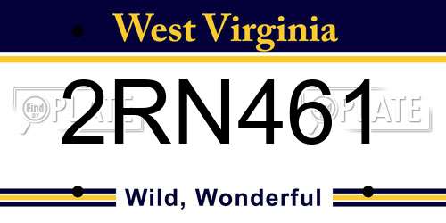 2RN461 West Virginia License Plate