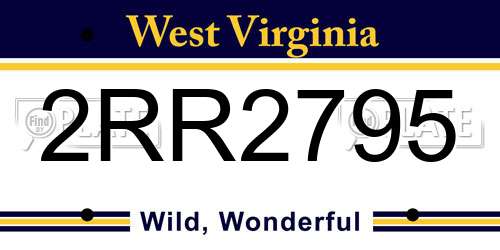 2RR2795 West Virginia License Plate
