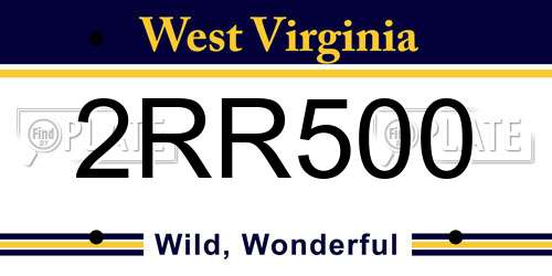 2RR500 West Virginia License Plate