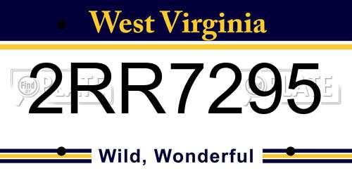2RR7295 West Virginia License Plate