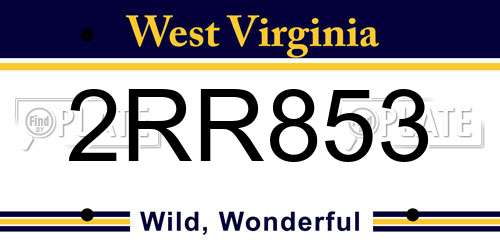 2RR853 West Virginia License Plate