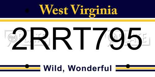 2RRT795 West Virginia License Plate