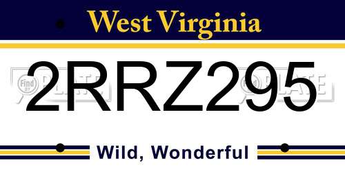 2RRZ295 West Virginia License Plate