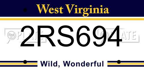 2RS694 West Virginia License Plate