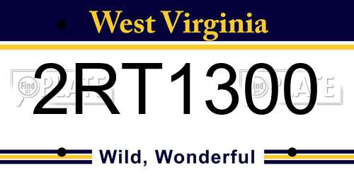 2RT1300 West Virginia License Plate