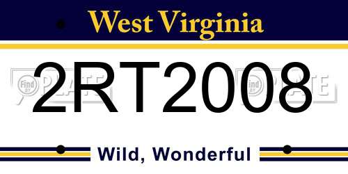 2RT2008 West Virginia License Plate