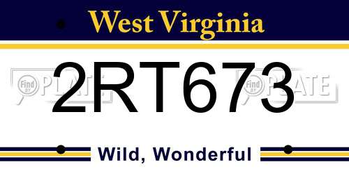 2RT673 West Virginia License Plate
