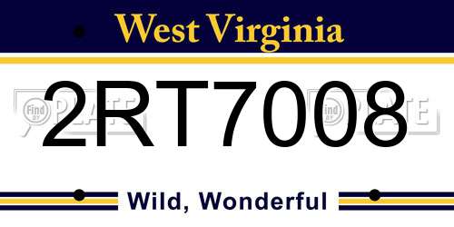 2RT7008 West Virginia License Plate