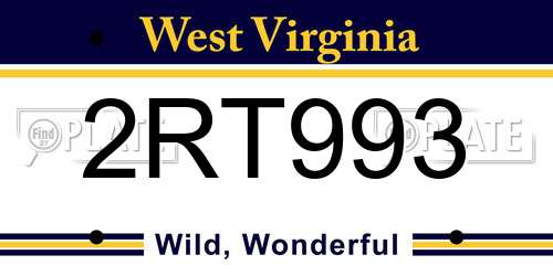 2RT993 West Virginia License Plate