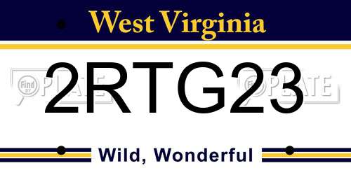 2RTG23 West Virginia License Plate