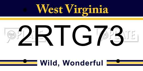 2RTG73 West Virginia License Plate