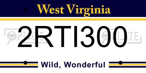 2RTI300 West Virginia License Plate