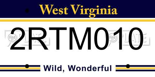 2RTM010 West Virginia License Plate