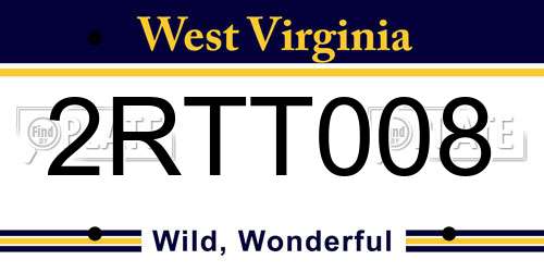 2RTT008 West Virginia License Plate