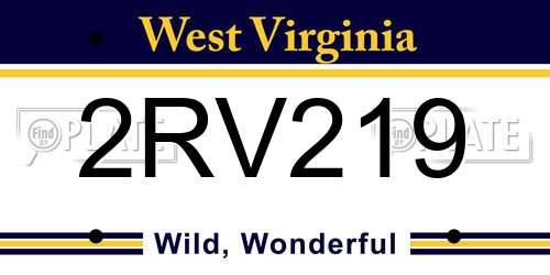 2RV219 West Virginia License Plate