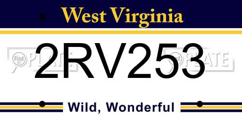2RV253 West Virginia License Plate