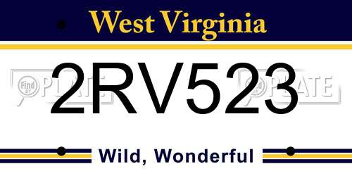 2RV523 West Virginia License Plate