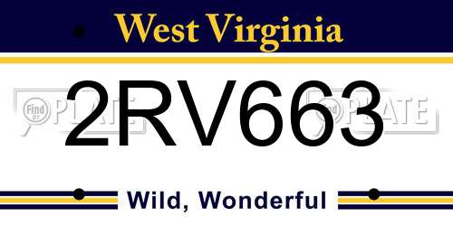 2RV663 West Virginia License Plate