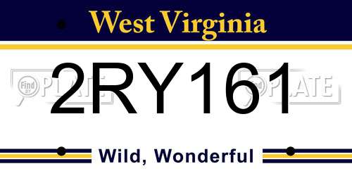 2RY161 West Virginia License Plate