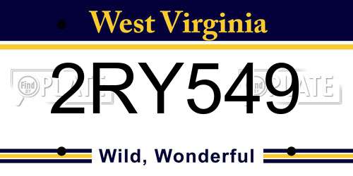 2RY549 West Virginia License Plate