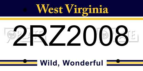 2RZ2008 West Virginia License Plate