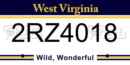 2RZ4018 West Virginia License Plate