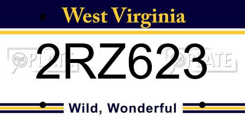 2RZ623 West Virginia License Plate