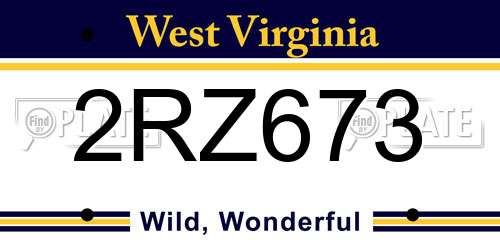2RZ673 West Virginia License Plate