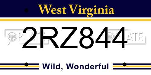 2RZ844 West Virginia License Plate