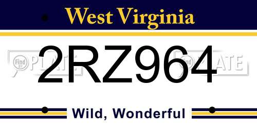 2RZ964 West Virginia License Plate