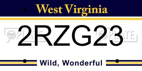 2RZG23 West Virginia License Plate