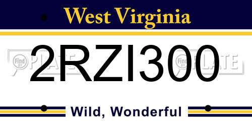 2RZI300 West Virginia License Plate