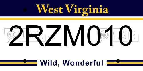 2RZM010 West Virginia License Plate
