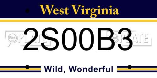 2S00B3 West Virginia License Plate