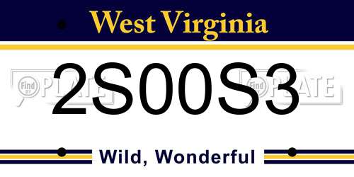 2S00S3 West Virginia License Plate