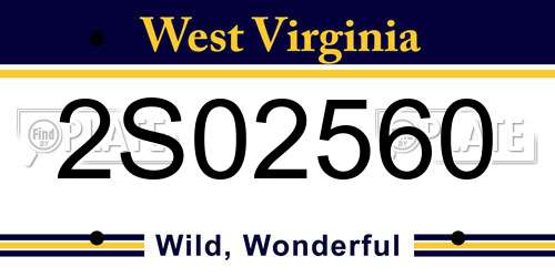 2S02560 West Virginia License Plate