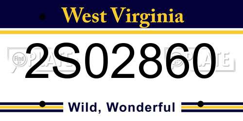 2S02860 West Virginia License Plate
