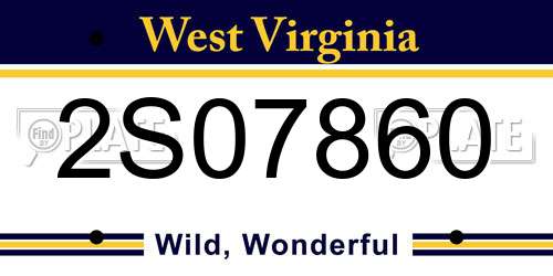 2S07860 West Virginia License Plate